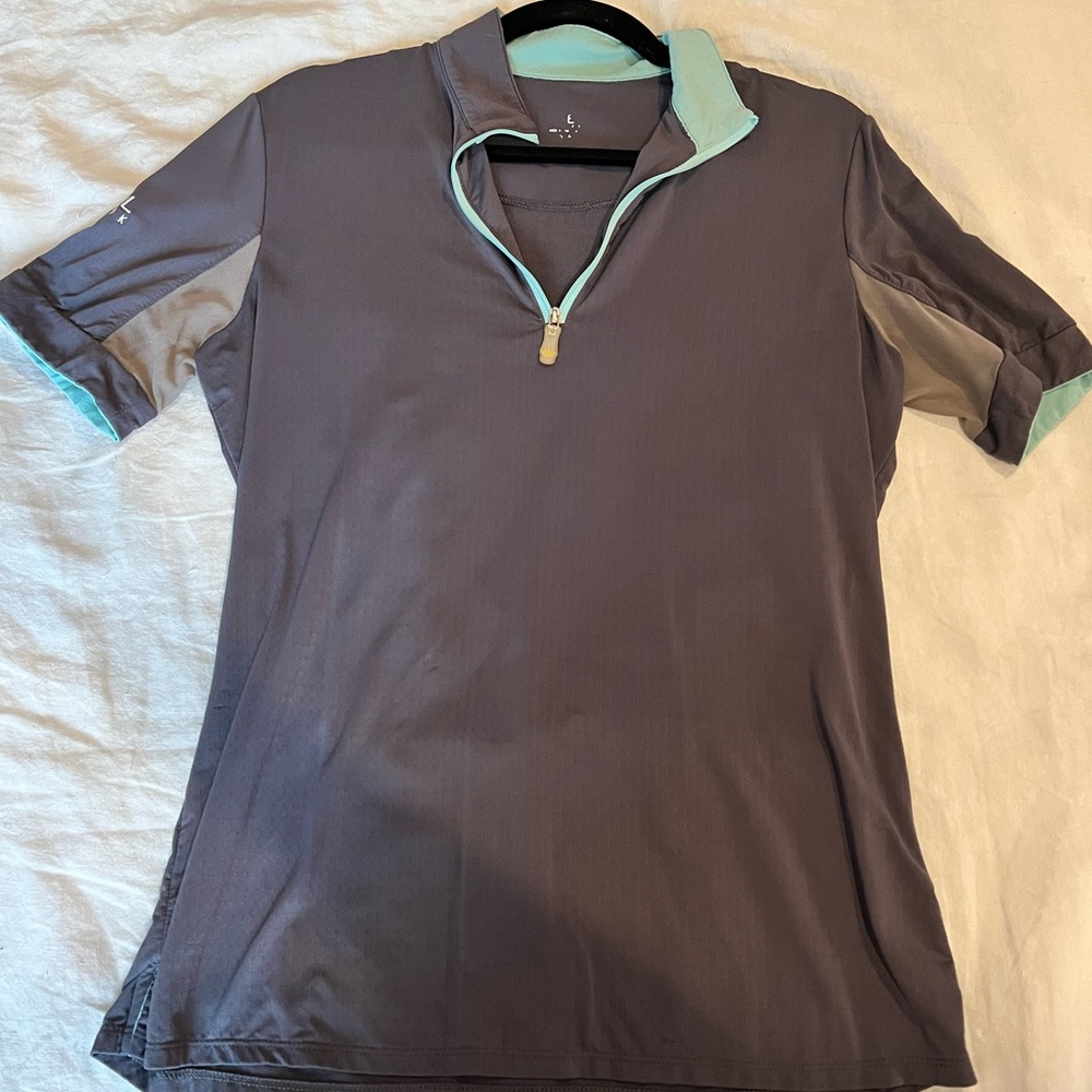 Grey & Turquoise Kastel Denmark Short Sleeve Riding Shirt